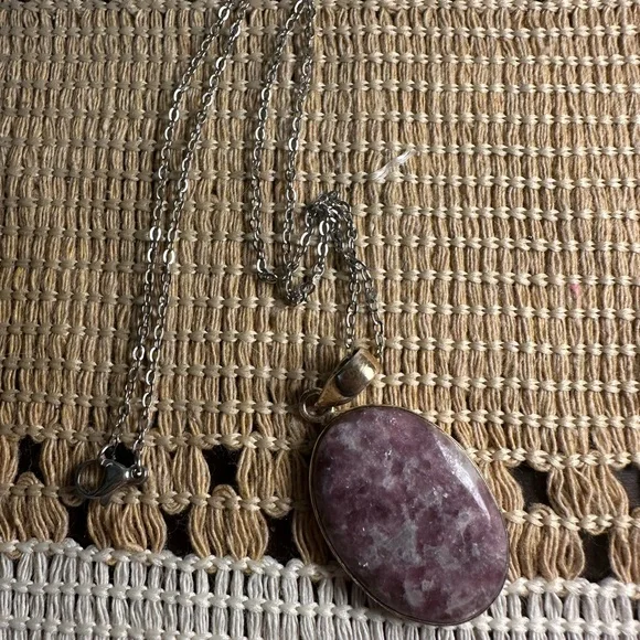 Oval Sparkling Pink Tourmaline Quartz Pendant in Silver 925 Setting on Chain - Picture 10 of 15